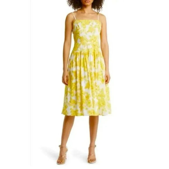 Eliza J Floral Print Cotton Bow Detail Sundress in Yellow Size 14 NWT - Picture 14 of 15